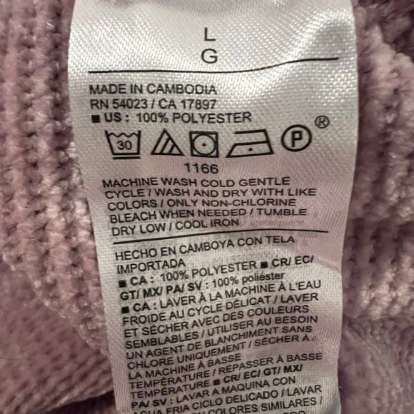 Old Navy rose dawn size L crop long sleeve button front Deep V knit Chenille top - Picture 6 of 7